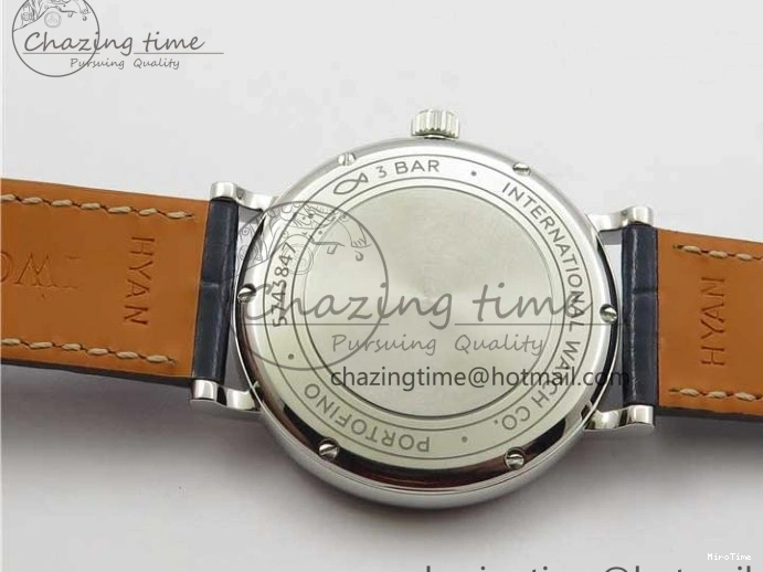 MIROTIME 1224 Portofino 37mm SS V7F 1:1 Best Edition Blue Dial Diamonds Bezel on Blue Leather Strap A Chic 7093